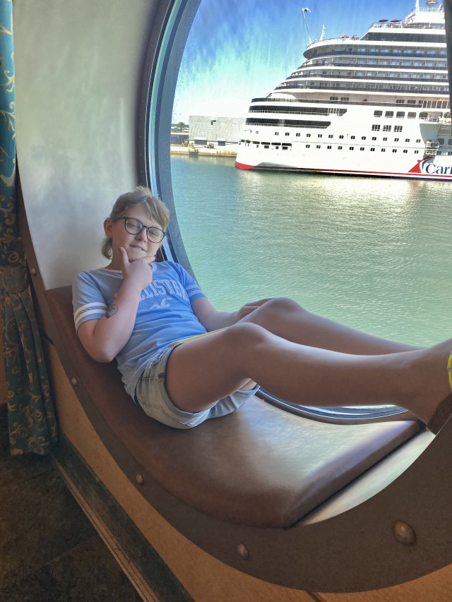Addison Tolley Relaxing on Ship