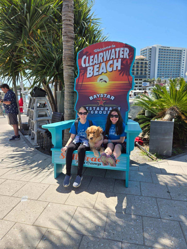 Jana and Sister and Graham in Big Chair at Clearwater Beach