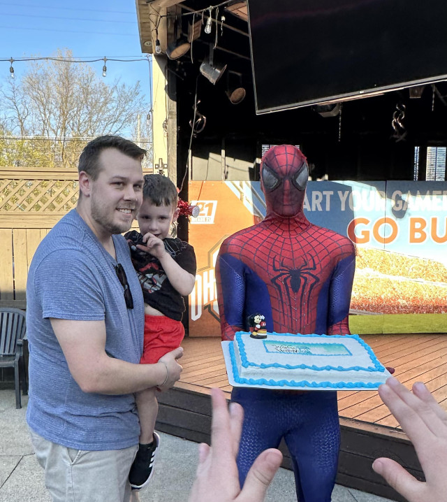 Benny Dad Dave Spiderman and Cake
