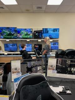 Joey with salesperson at MicroCenter