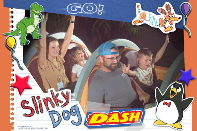 Kori and Family on Slinky Dog Rollercoaster