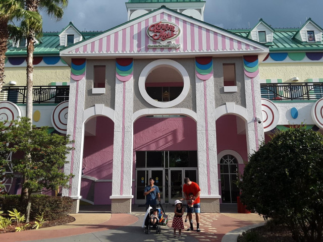 Family in front of restaurant at GKTW