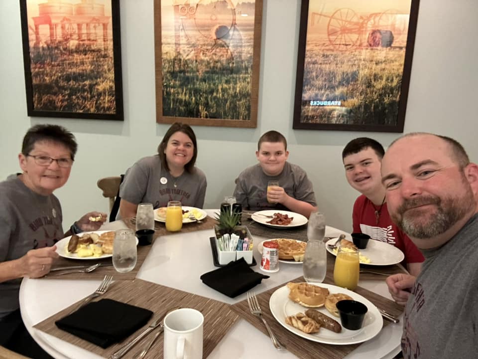 Family at Breakfast at Hyatt w Waffles