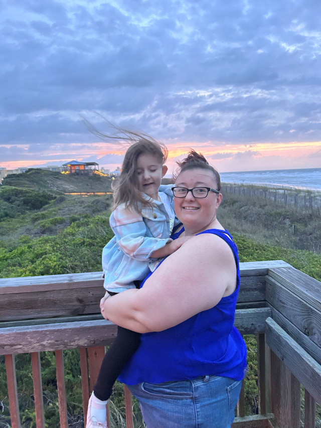 Mom and Charlie at Beach