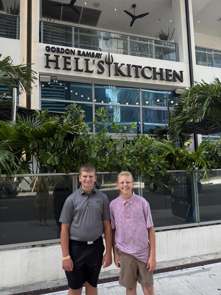 Jack and Bryson in front of Hells Kitchen