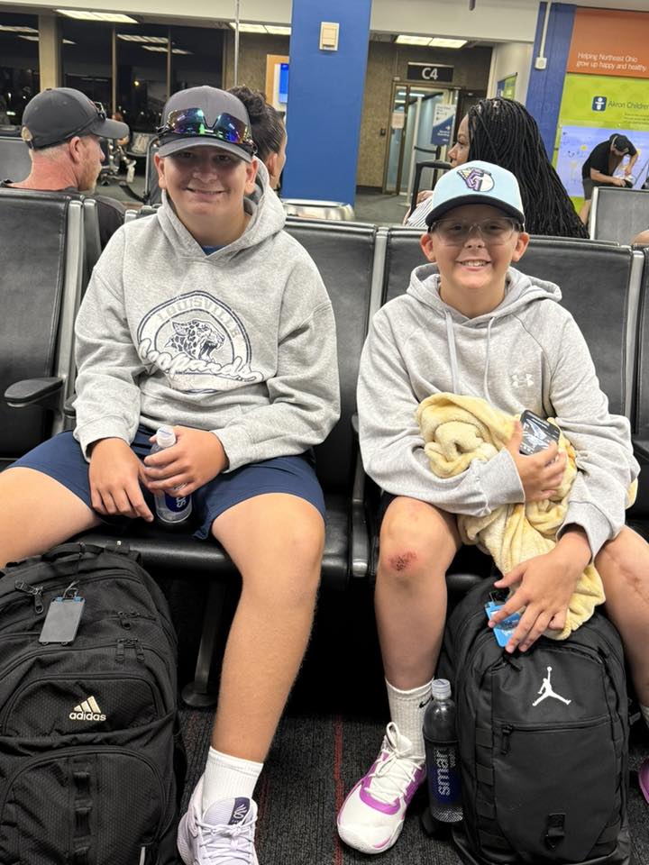 Jack and Bryson waiting at airport