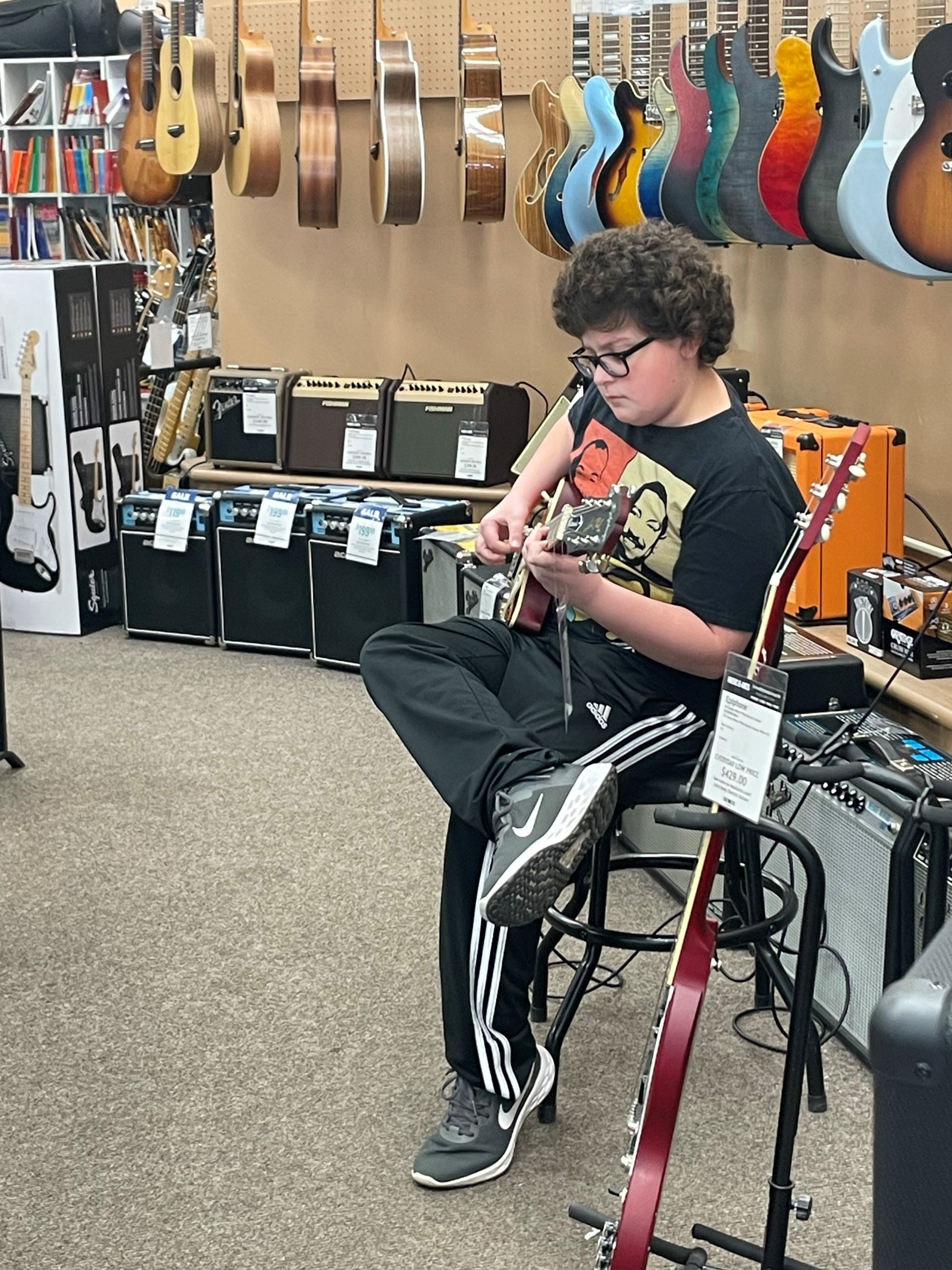 Jackson in Guitar Store