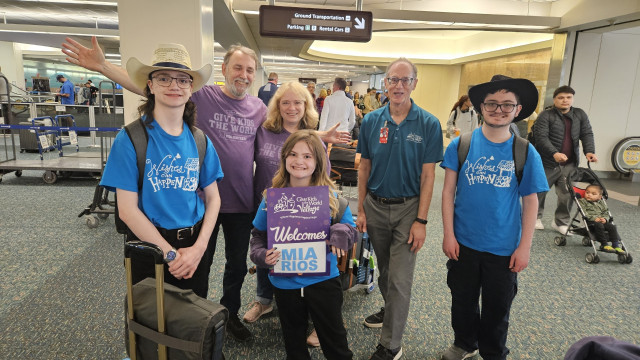 Kids with GKTW Greeters at Airport