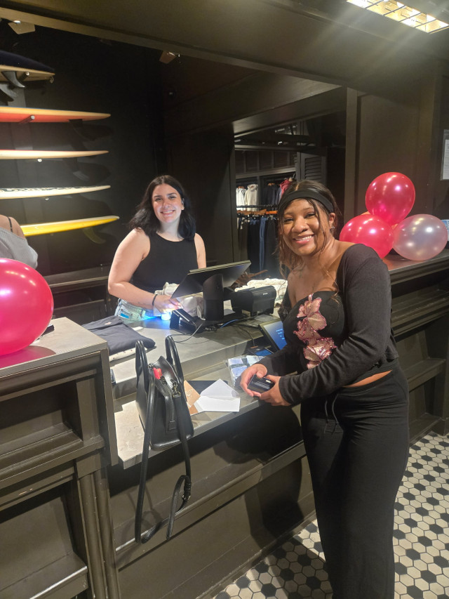 Hollister by balloons checking out