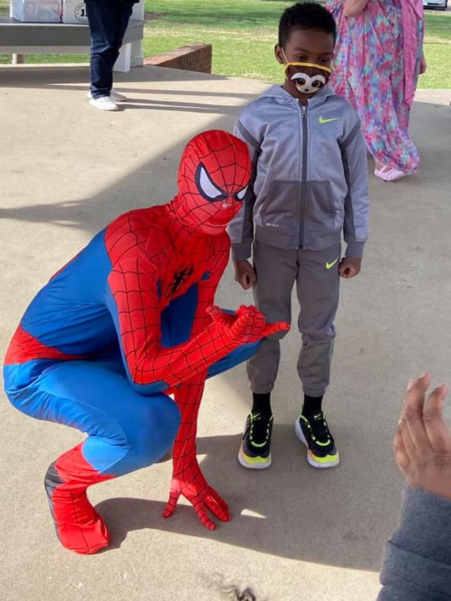 Kaileb with Spiderman