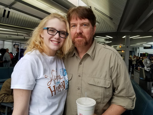Samantha and Dad at Airport
